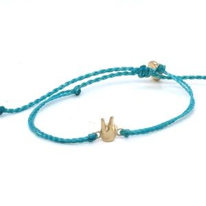 Pura Vida Turquoise Braided Cord Bracelet with Gold Hand Charm